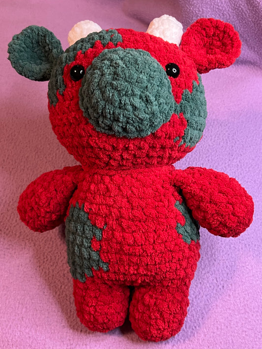 Red and Green Christmas Cow Plushie